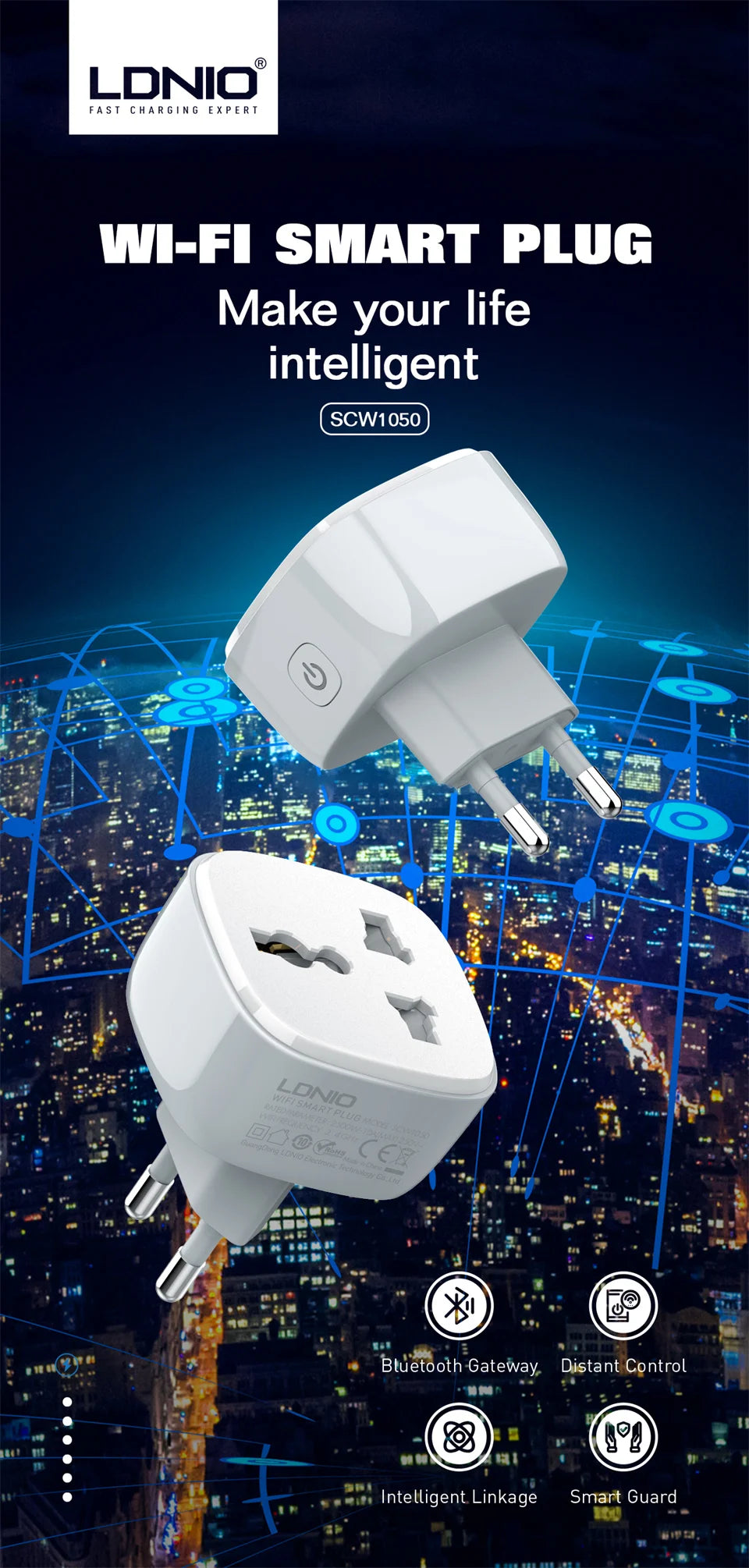 LDNIO Wifi Smart Plug Devices Socket With Timer Tuya APP Remote Control Smart Switch Alexa UK US EU to Universal Adapter