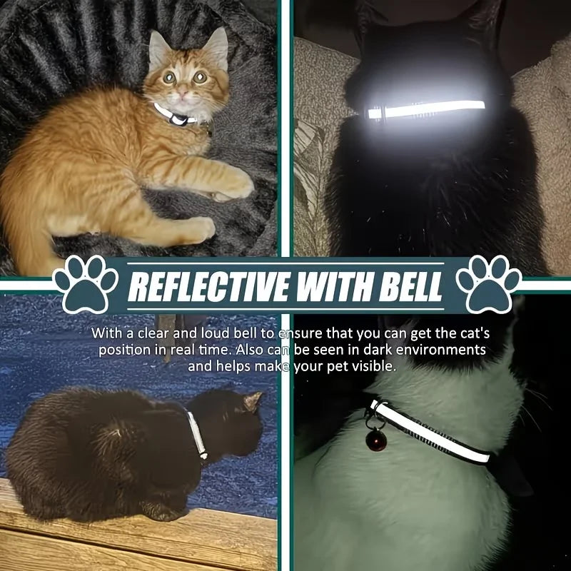 iOS Smart GPS Tracker & Premium Reflective Cat Collar Bundle Secure Adjustable Anti-Lost Location Finder for Kittens