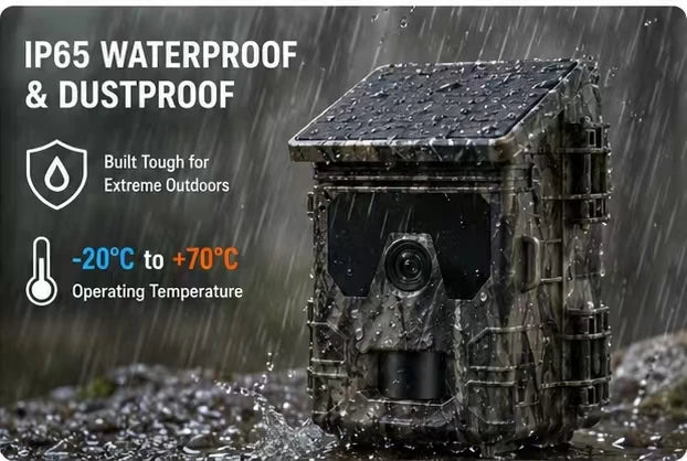 Solar Wildlife 50MP 4K Video Trail Camera with Night Vision 0.3s Motion Activated Waterproof for Outdoor Hunting Garden Monitori