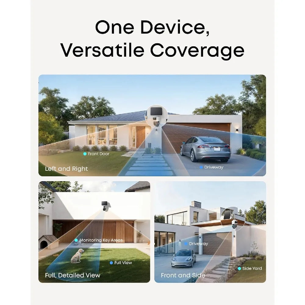 4K Solar Camera Wireless Outdoor Triple Lens Bullet-PTZ Cam 360° View 8X Auto Zoom AI Recognition AI Track Color Night Vision