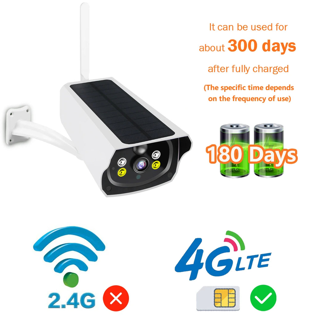 4G Solar IP Camera 1080P Solar Panel Battery Powered Camera Solar Security Camera IP Camera Solar Outdoor PIR Motion Detection