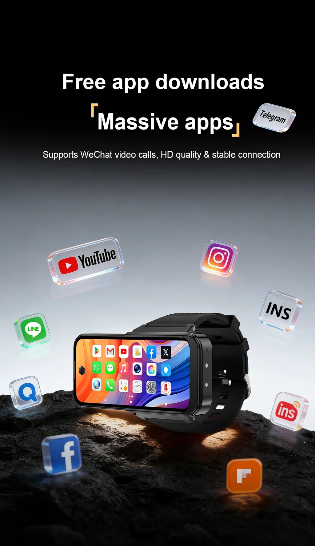 2026 Q333 Mini Android 12.0 Smart Watch 3.97 Inches 8GB RAM 256GB ROM Dual SIM Standby Play Store 4G Little Smart Watch Phone
