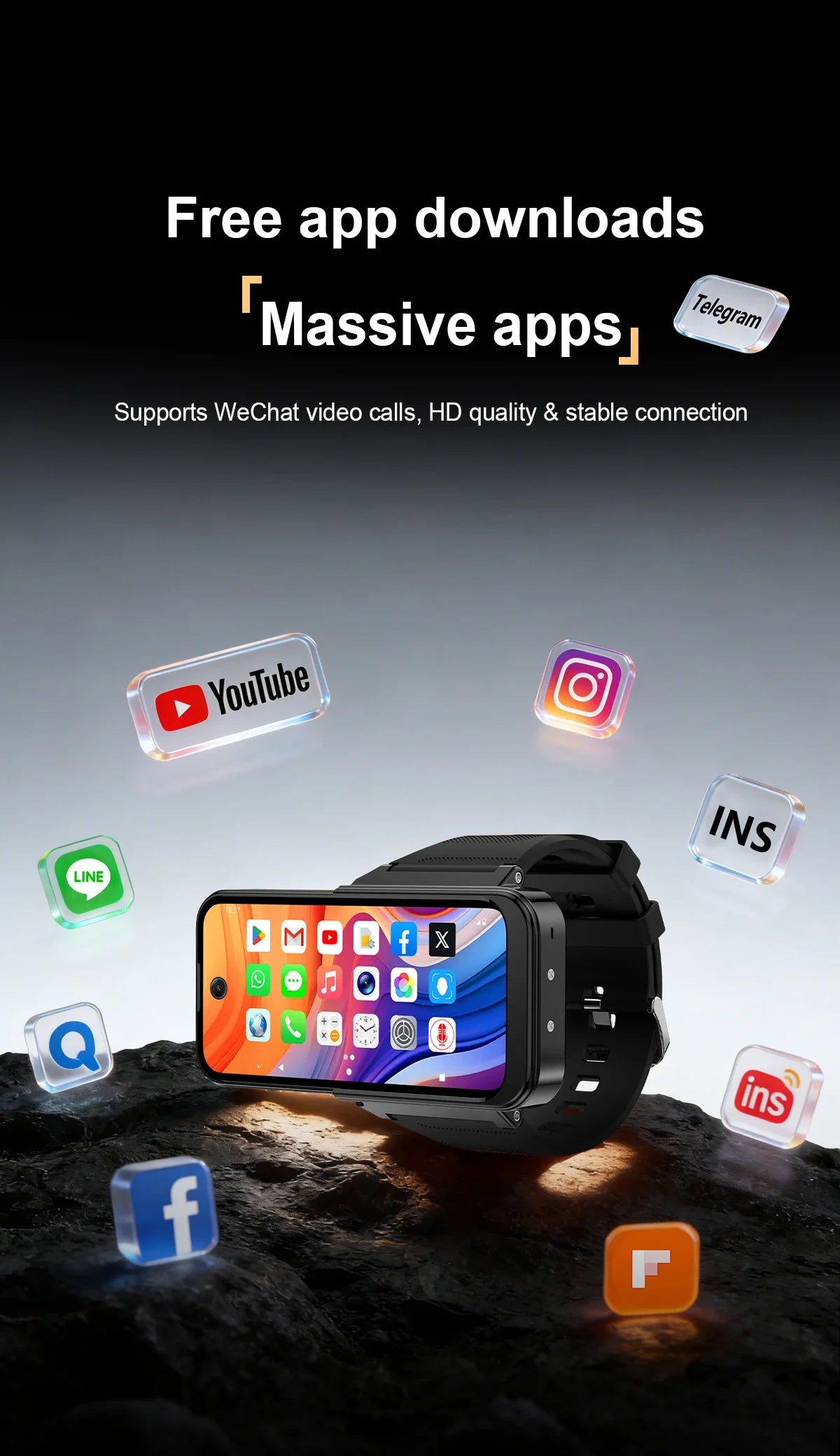 2026 Q333 Mini Android 12.0 Smart Watch 3.97 Inches 8GB RAM 256GB ROM Dual SIM Standby Play Store 4G Little Smart Watch Phone