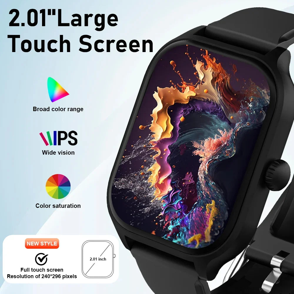 2026 New Men's Smart Watch Women's Gift 2.01inch HD Full Touch Screen Sports Fitness Watch Electronics Bluetooth Talk Smartwatch