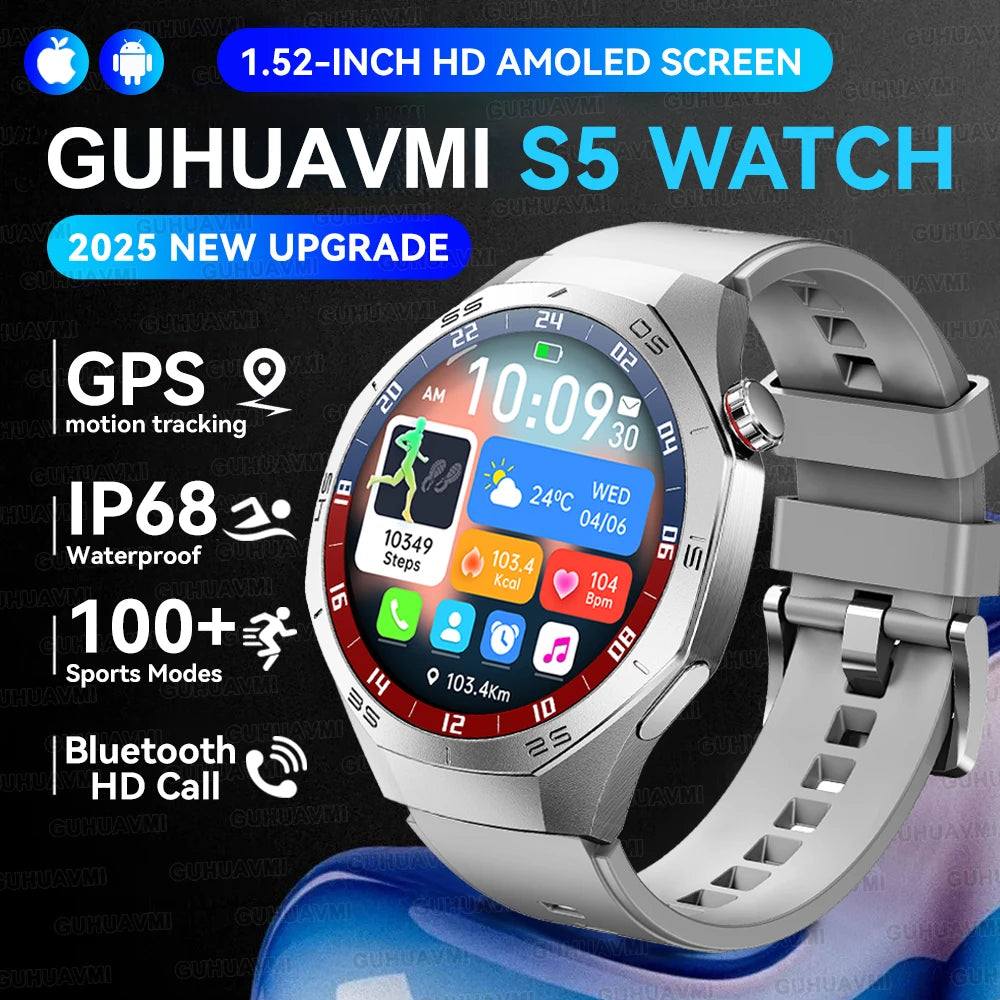 2026 New Sports Watch 5 Pro GPS Track Smart Watches Men 1.53"AMOLED Full Touch Screen Waterproof Bluetooth Talk Smart Bracelet