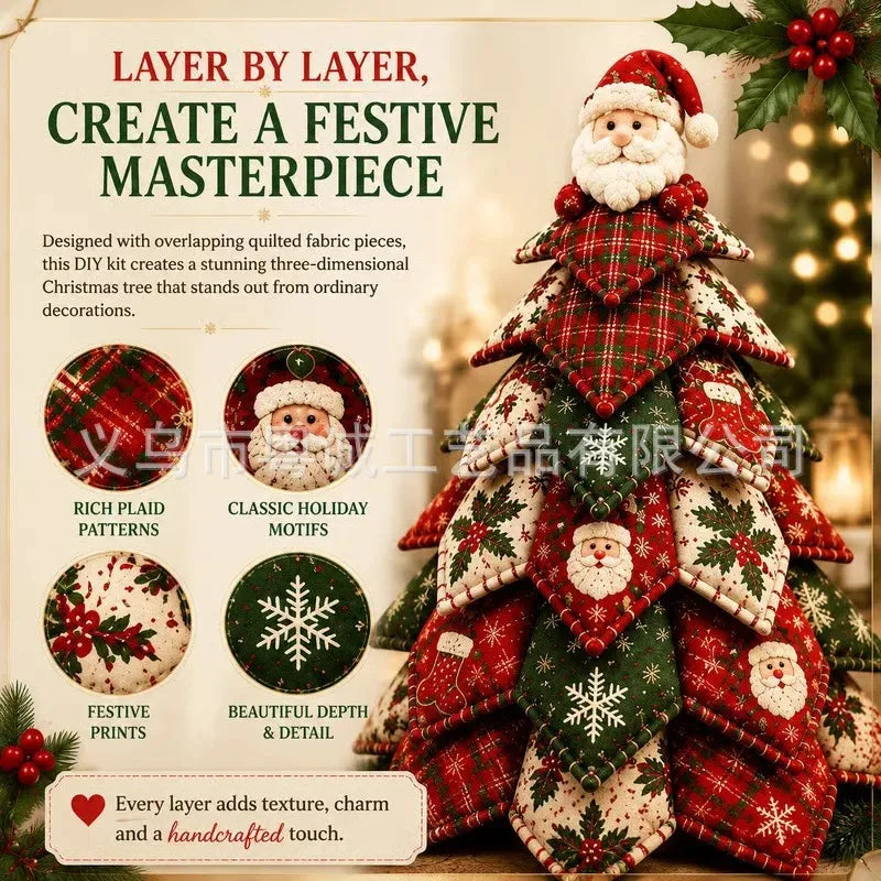DIY Quilted Christmas Tree Kit, 3D Fabric Patchwork Craft Set, DIY Christmas Tree Kit, 3D Fabric Patchwork,Christmas Gift