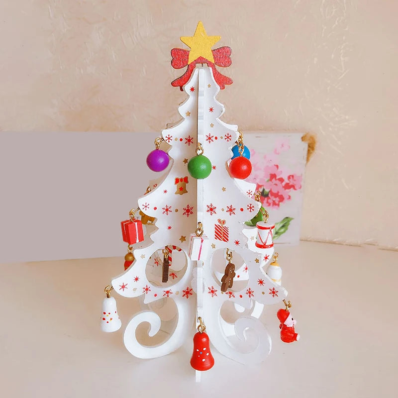 Creative DIY Wooden Christmas Tree Window Shop Mall Desktop Display Props Ornament Holiday Gifts Decoration Ornaments