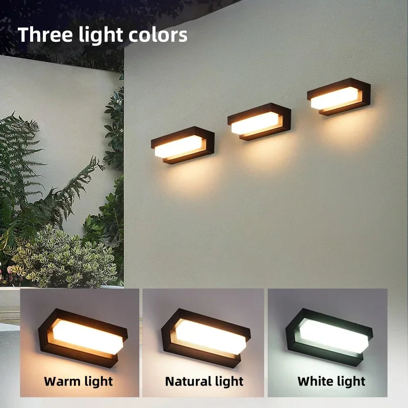 Solar LED Outdoor Lights Garden Balcony Waterproof Decor Solar Powered Lamp Porch Stairs Energy-saving Three-color Wall Light