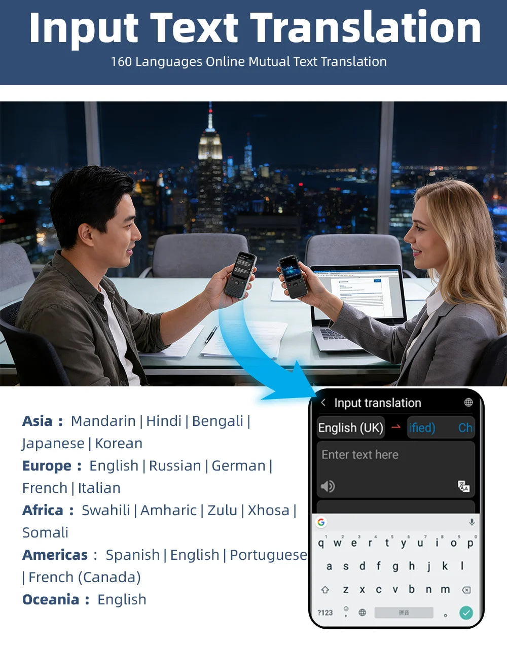T26 T17 Metal Translator 17 Languages Offline 1+16GB Storage Professional Real-Time Interpreter for Business Meetings