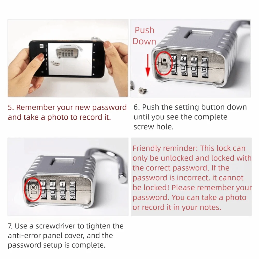 Alloy Combination Padlock Waterproof 4-Digit Number Password Code Locks Anti Theft Heavy Duty Drawer Cabinet Lock