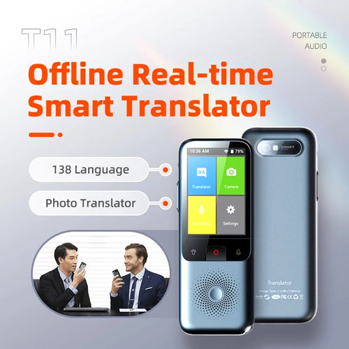 138 Language T11 Smart Translator Portable Audio Offline Real-time Intelligent Voice AI Photo Translator - Offline Translation