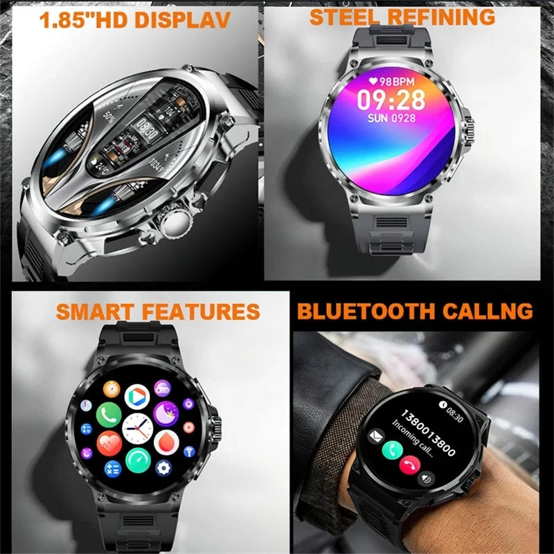 2026 New GPS Track Smart Watch Men 1.85-Inch HD AMOLED Screen 710 Mah Battery Sport Bluetooth Call Smartwatch For Android IOS