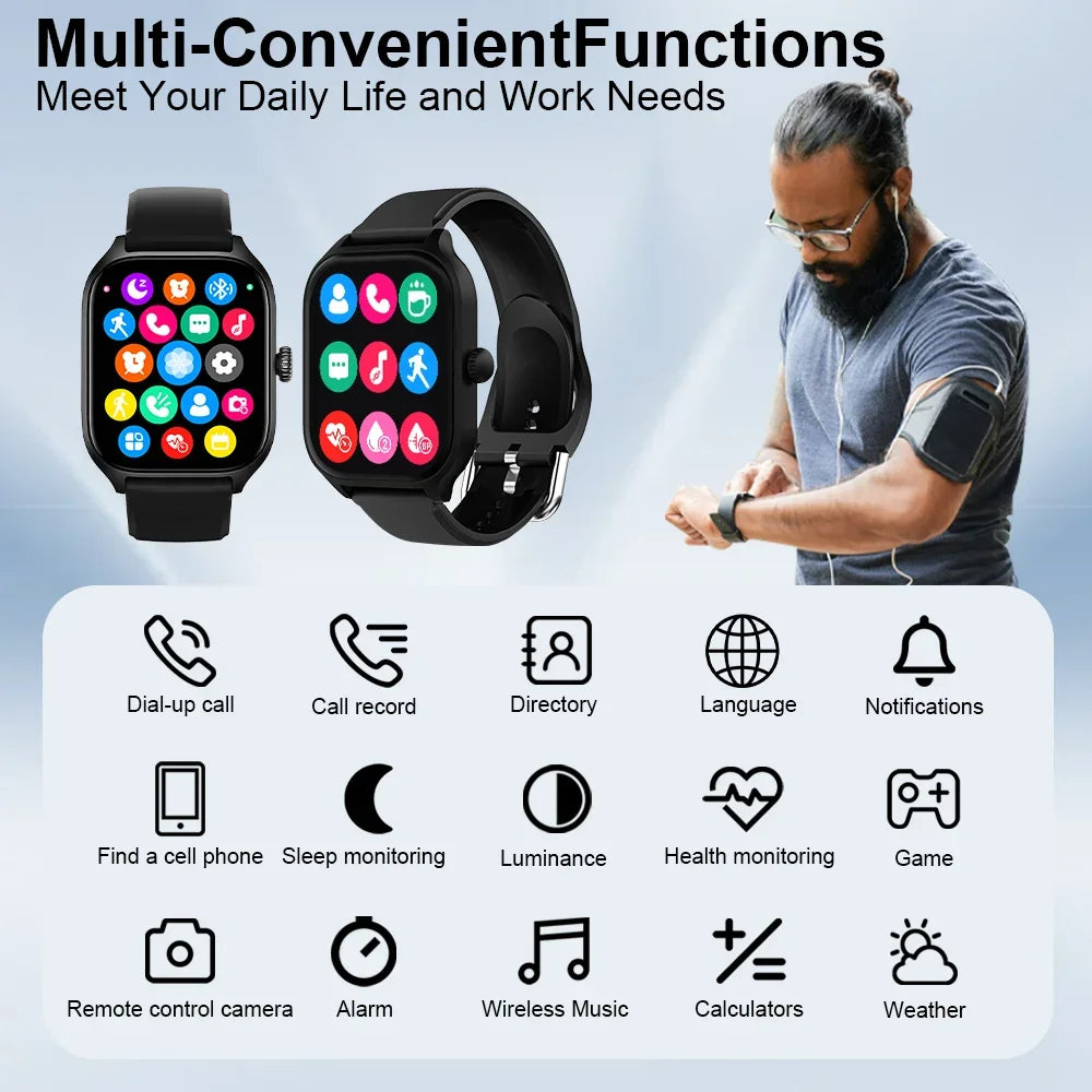 2026 New Men's Smart Watch Women's Gift 2.01inch HD Full Touch Screen Sports Fitness Watch Electronics Bluetooth Talk Smartwatch