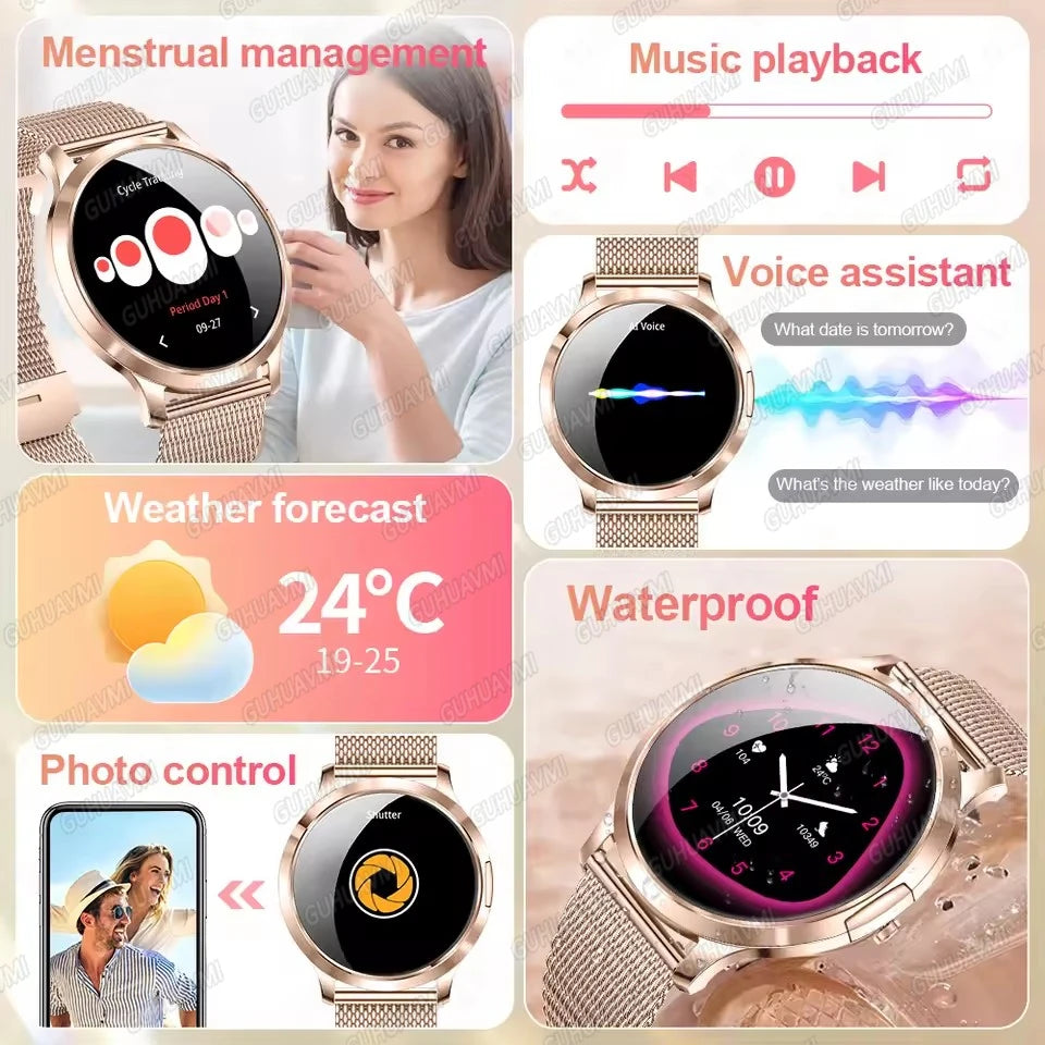 2026 New Smart Watch For Women 1.32" AMOLED Display Answer Make Call Message Health Sport Watch Ladies' Gift Music Digital Clock