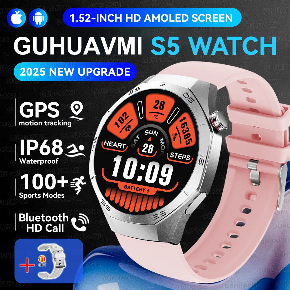 2026 New Sports Watch 5 Pro GPS Track Smart Watches Men 1.53"AMOLED Full Touch Screen Waterproof Bluetooth Talk Smart Bracelet