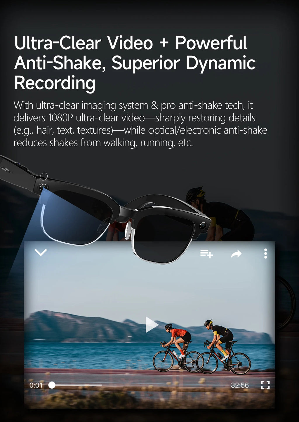 2026 New AI Smart Glasses 800W HD Camera Glasses Photo Recognition Video Record Translation Call Waterproof Sunglasses Men Women