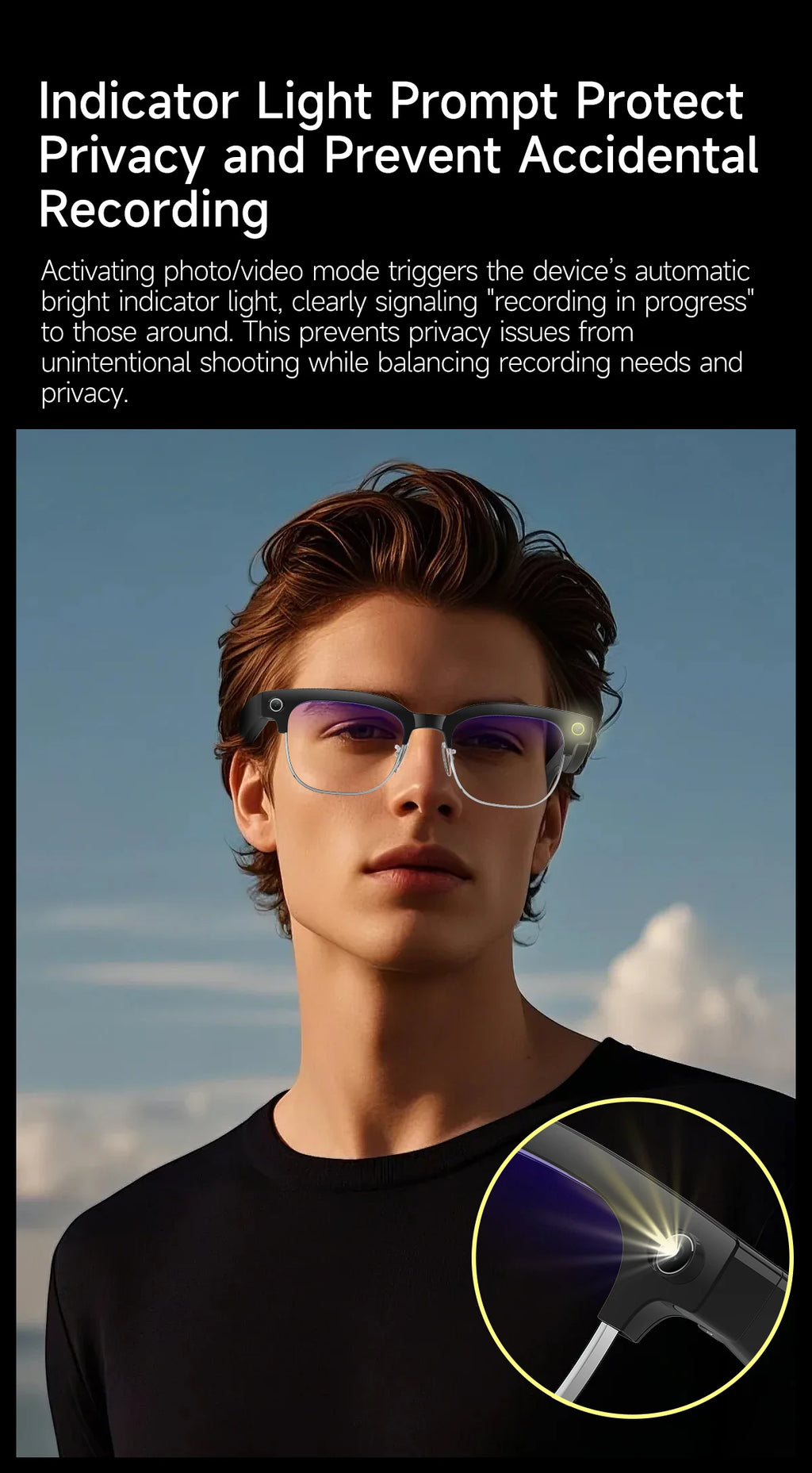 2026 New AI Smart Glasses 800W HD Camera Glasses Photo Recognition Video Record Translation Call Waterproof Sunglasses Men Women
