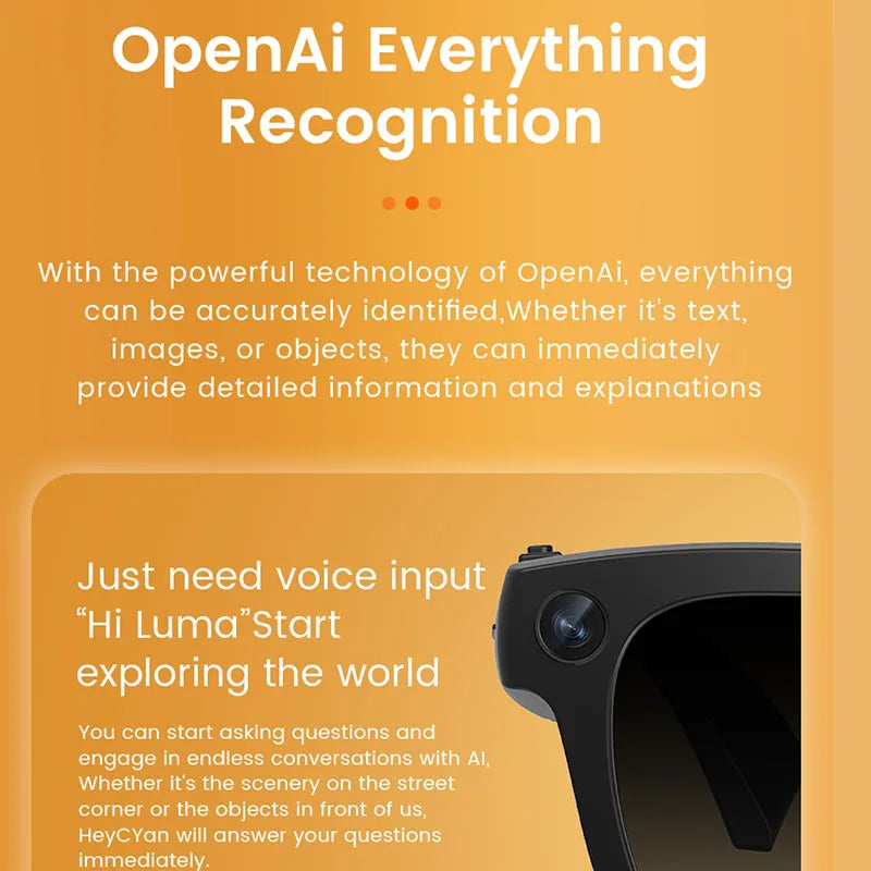2026 New Smart AI Glasses with AI Translation 800W HD Camera EIS Stabilization 1080P Video Recording and WiFi Transmission