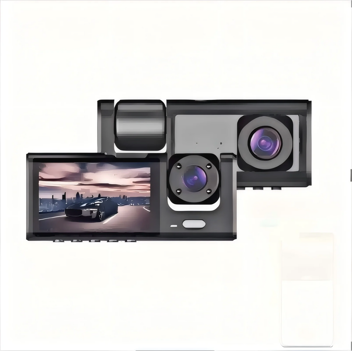 HONGTONG 2 Inch 3 Lens Car Dash Cam 1080P HD Night Vision Front Inside Rear Recording with WiFi
