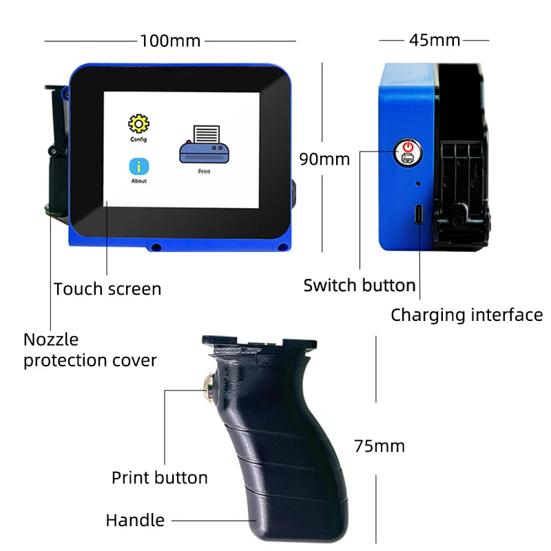 Mini Date Printer Inkjet Portable Coding Machine Bottle Box Plastic Bags Logo Text QR Code Serial Number