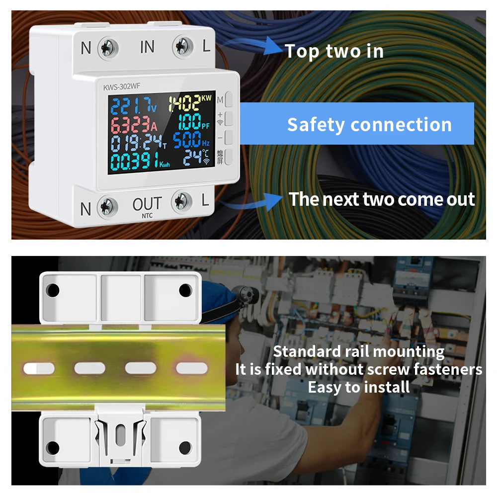 Tuya WiFi Smart Power Meter Earth Leakage Protector Switch Wattmeter Current Voltage Monitor Relay Circuit Breaker Energy Meter