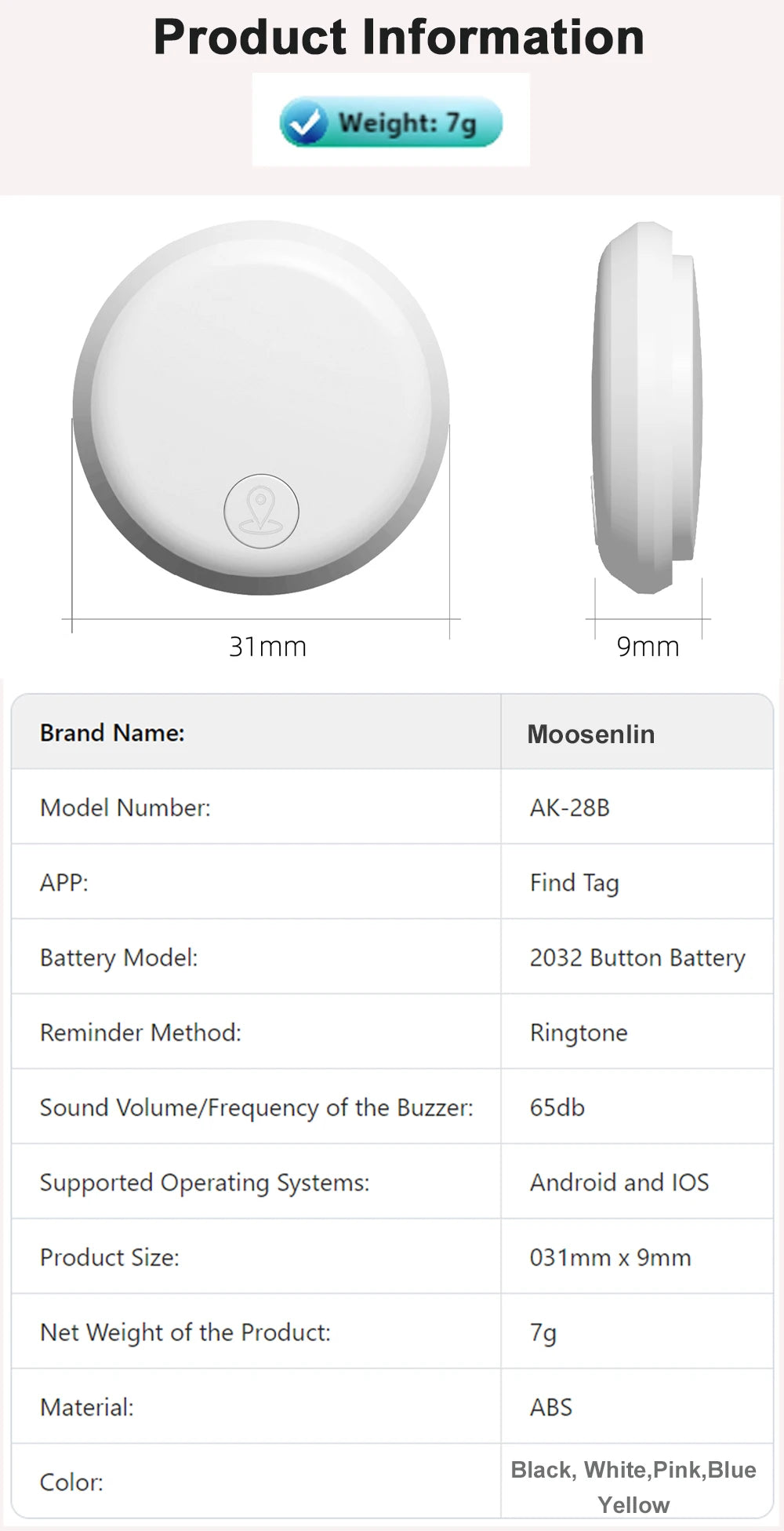 The New Smart Bluetooth Airtag GPS Tracker Is Suitable for Android and IOS Air Tag Tracker Mini Pet Locator Key Searcher.