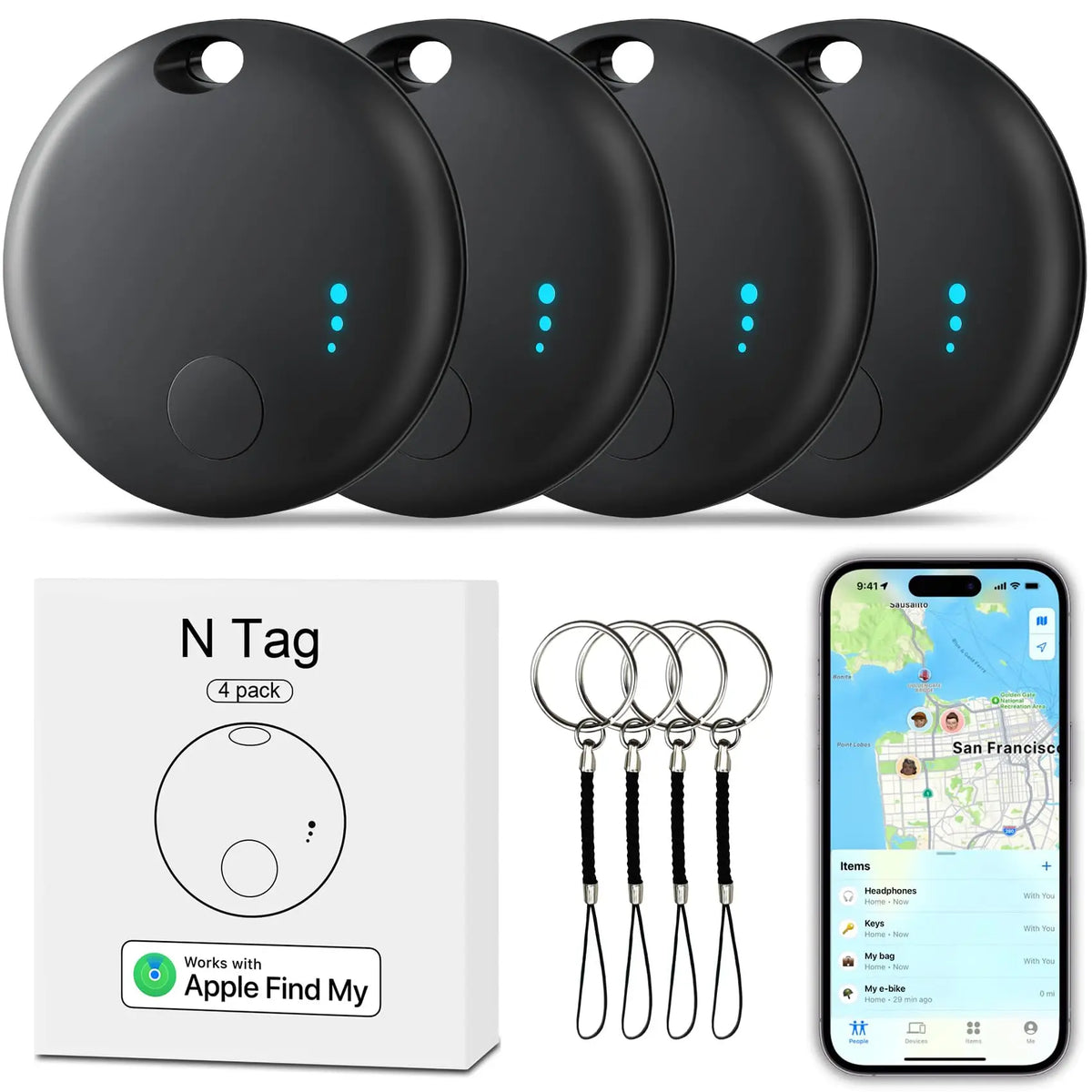 1/4 Packs GPS Tracker Smart Tag Tracking Device for Car Keys Pet Kid Luggage work with iOS GPS Locator Air Tracker Tag