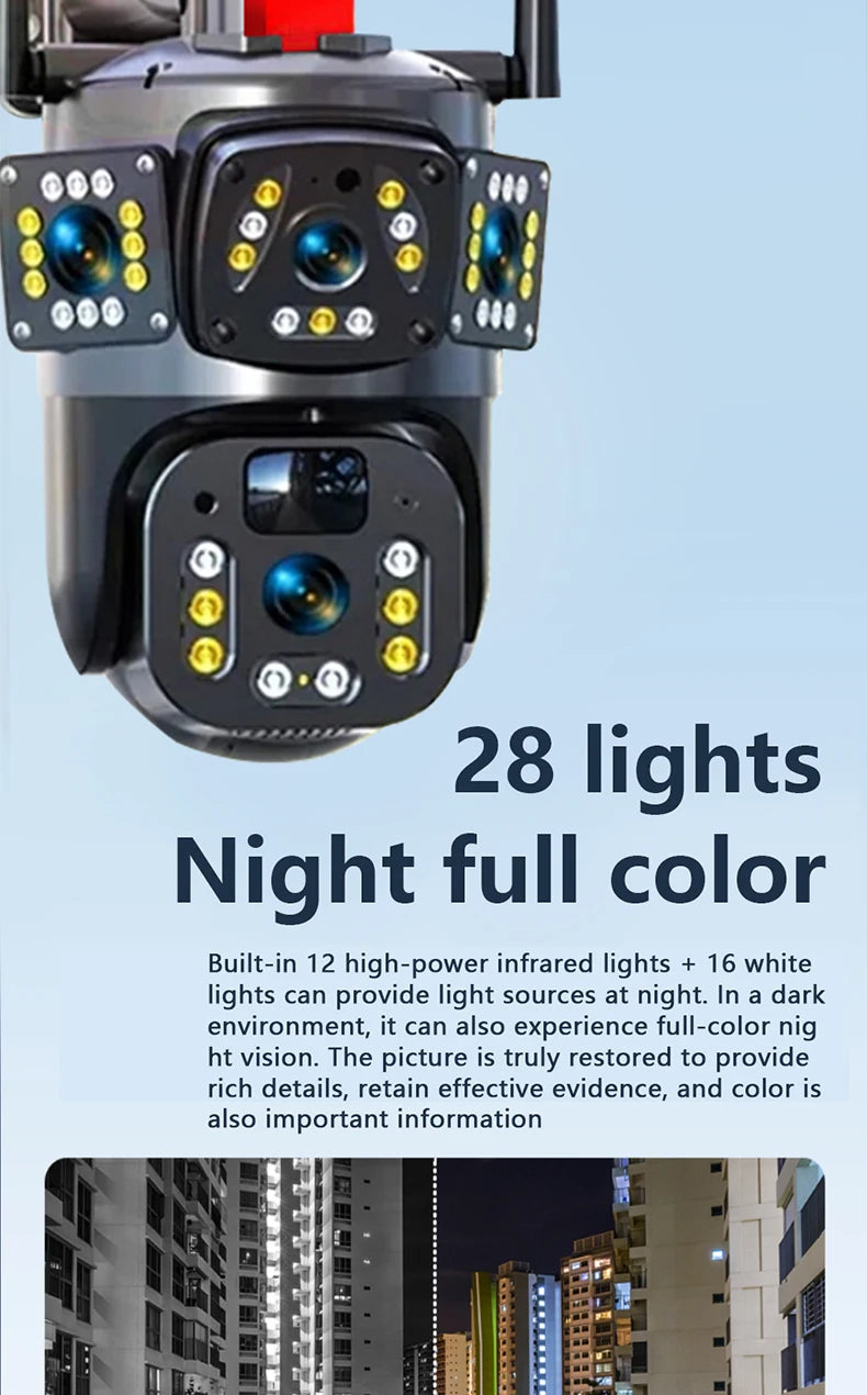 Solar Camera WiFi V360PRO Three Eyes and Two Pictures Outdoor Solar Closed Circuit PTZ Camera 1080P