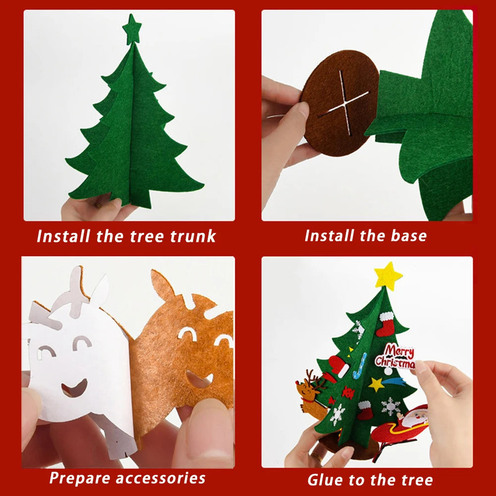 Christmas Tree Ornament Handmade DIY Santa Claus Snowman Desktop Xmas Tree Decoration