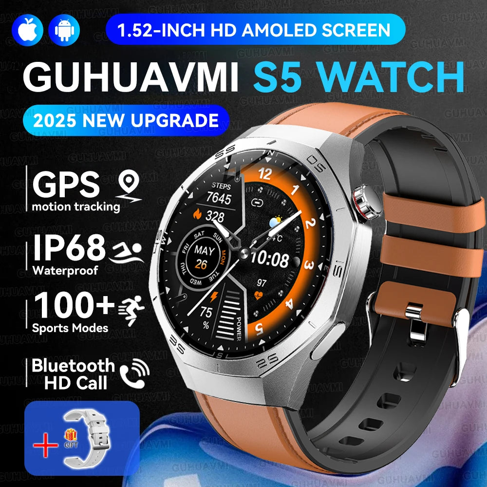 2026 New Sports Watch 5 Pro GPS Track Smart Watches Men 1.53"AMOLED Full Touch Screen Waterproof Bluetooth Talk Smart Bracelet