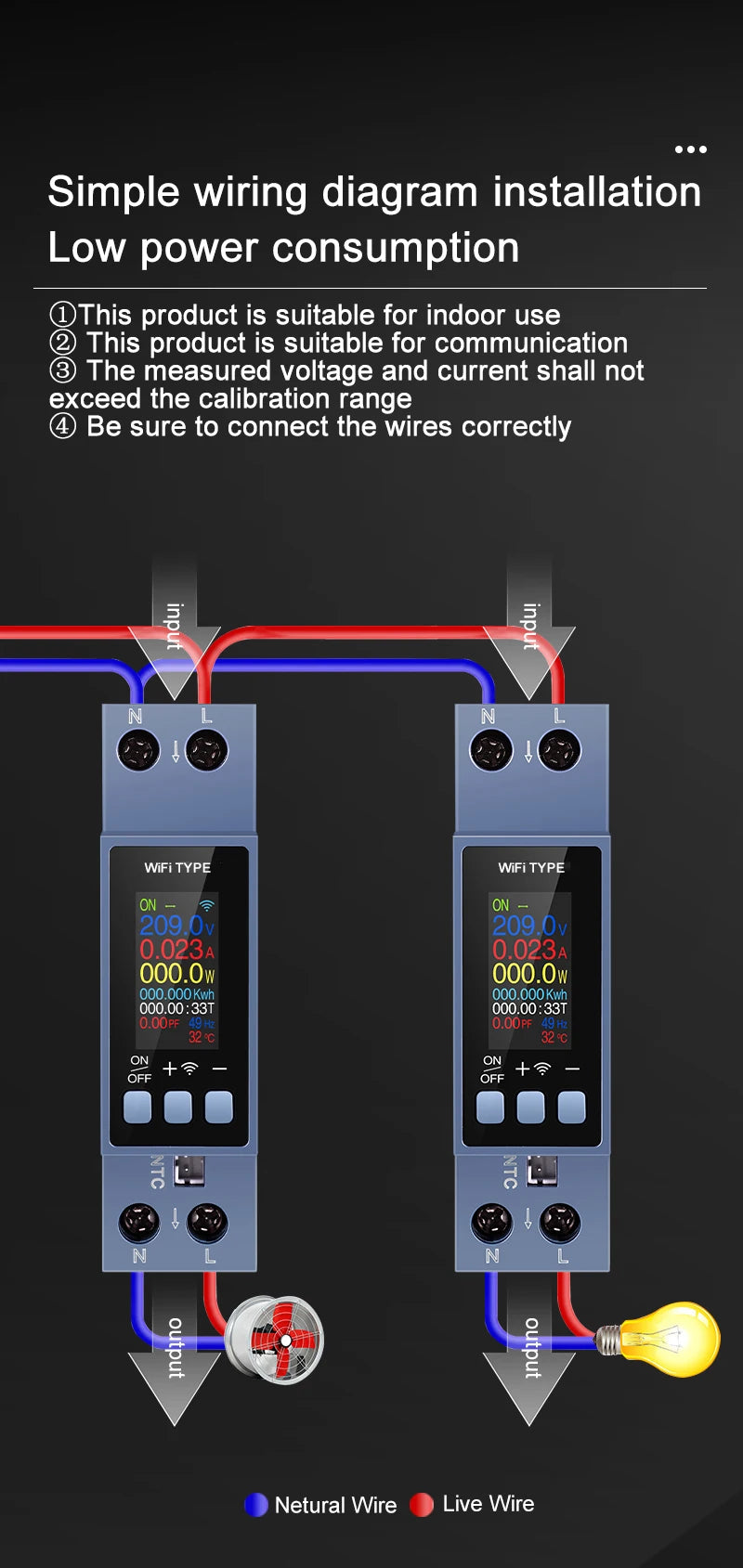 Tuya WiFi 8 In1 Smart Circuit Breaker Power Meter AC 85-290V Smart Switch Energy Meter APP Control with LCD Voltage Protection