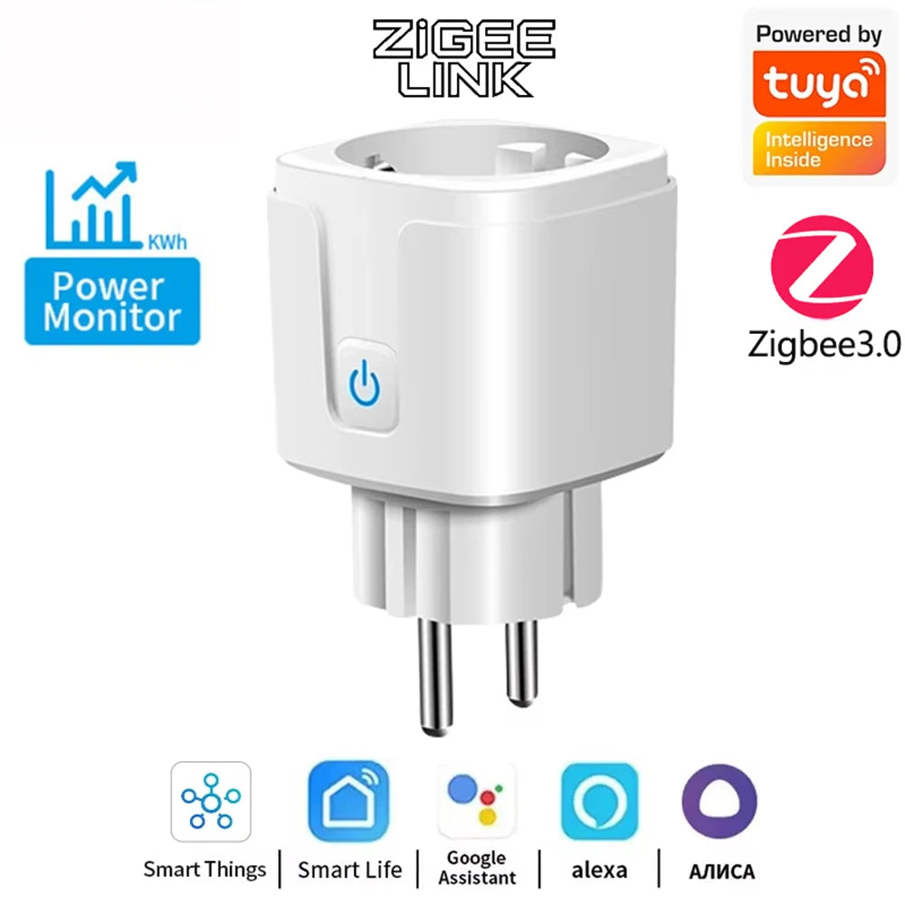 WiFi Zigbee3.0 EU Smart Plug Wireless Remote Control Outlet Real-Time Energy Data Monitor Timing Compatible Tuya Smart Life