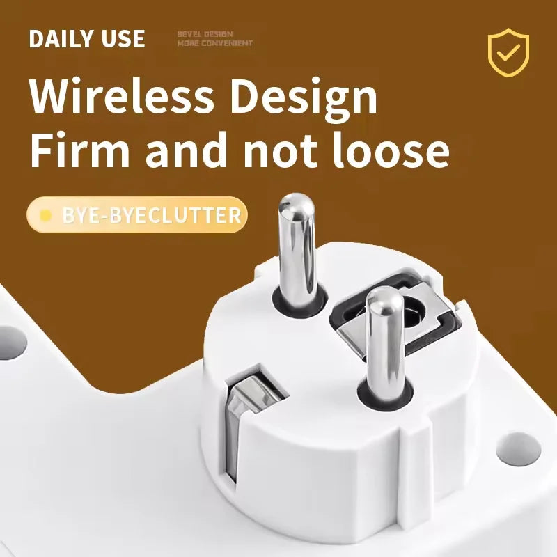 EU plug and socket, 4-pole socket, multifunctional wall plug, with or without extension cords or USB and Type-C interfaces