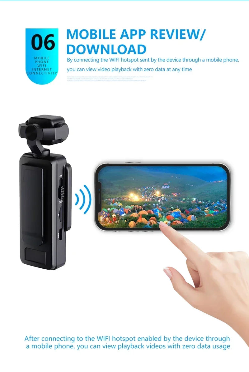 2026 New Handheld Sports Camera With180 Degree Rotating Lens 4K HD Wireless Wifi Video Recorder Built-in Fill Light Camera