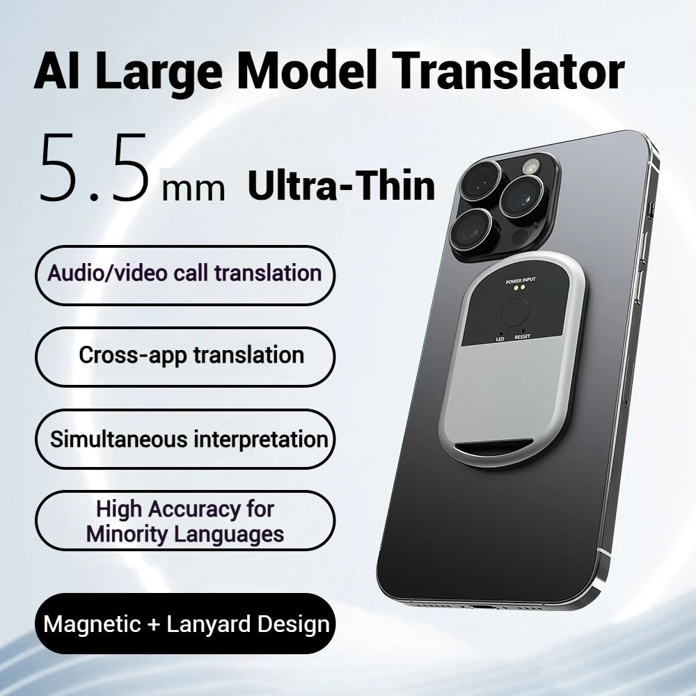 UURMI T5 AI Translator: 144 Languages, 0.5s Speed, 98% Accuracy, 16 Offline, Photo/Video Translate, 60-Day Battery, 5G Free