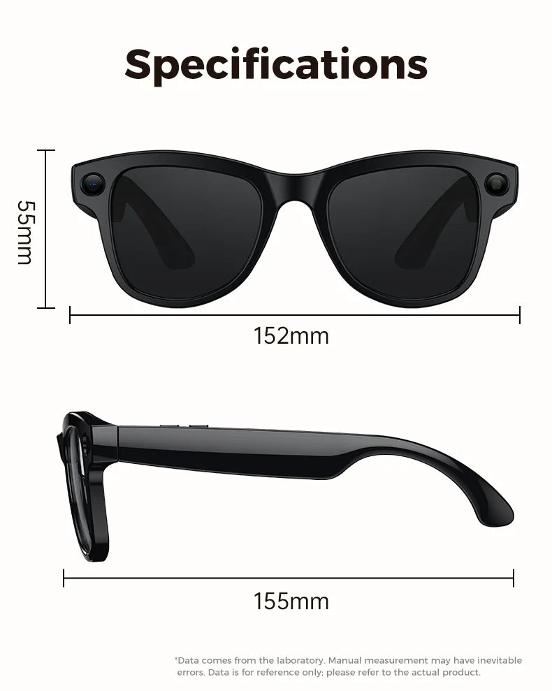 AI Smart Glasses 4KHD Camera 3600mAh Charging Case 120+Language Translation Bluetooth Call Music Sunglasses Outdoor Color Change
