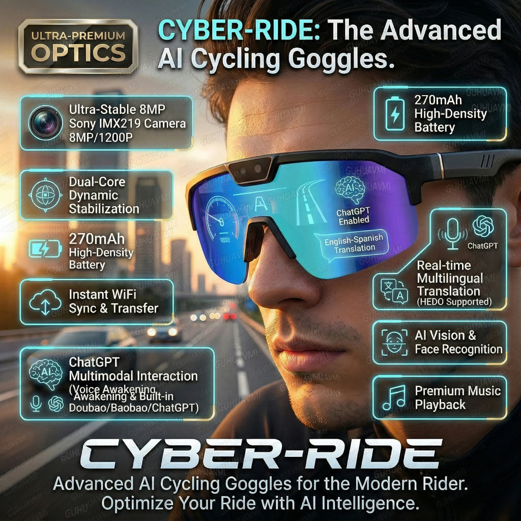 2026 New 1200P Camera Smart Glasses Men 8MP Pixel Anti-shake Video Cycling Goggles ChatGPT Translation Dual Mic Audio Sunglasses