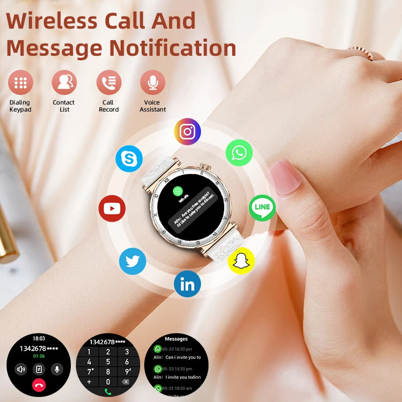LIGE 2026 New Smartwatch Women 1.19" AMOLED Screen Always On Display Bluetooth Call Waterproof Lady Smart Watch For Android iOS