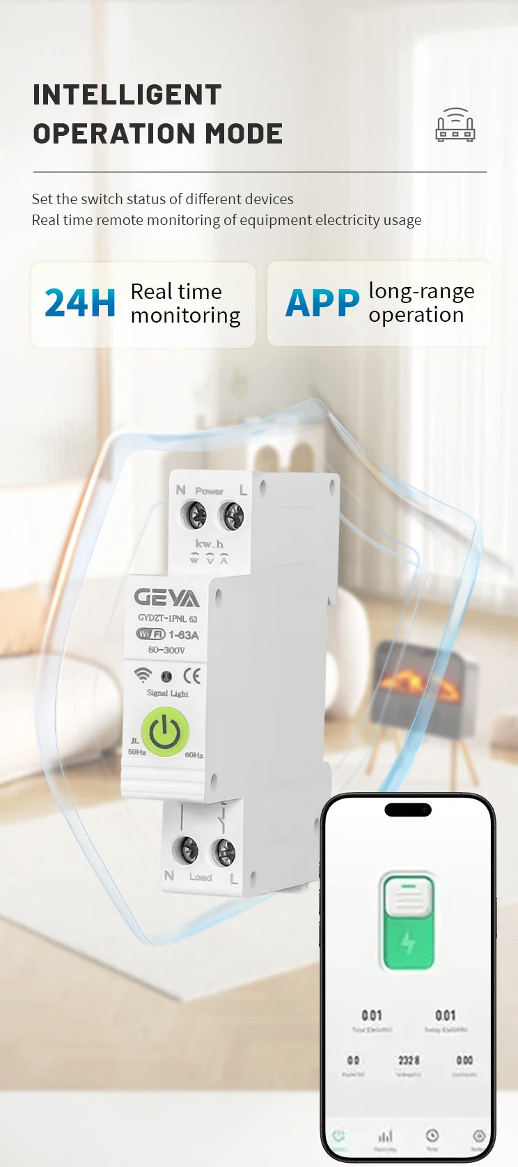 TUYA 63A Wifi Smart Circuit Breaker Switch Din Rail Remote Voice Control Home Smart Life App Tuya Timer Relay On Off Switch