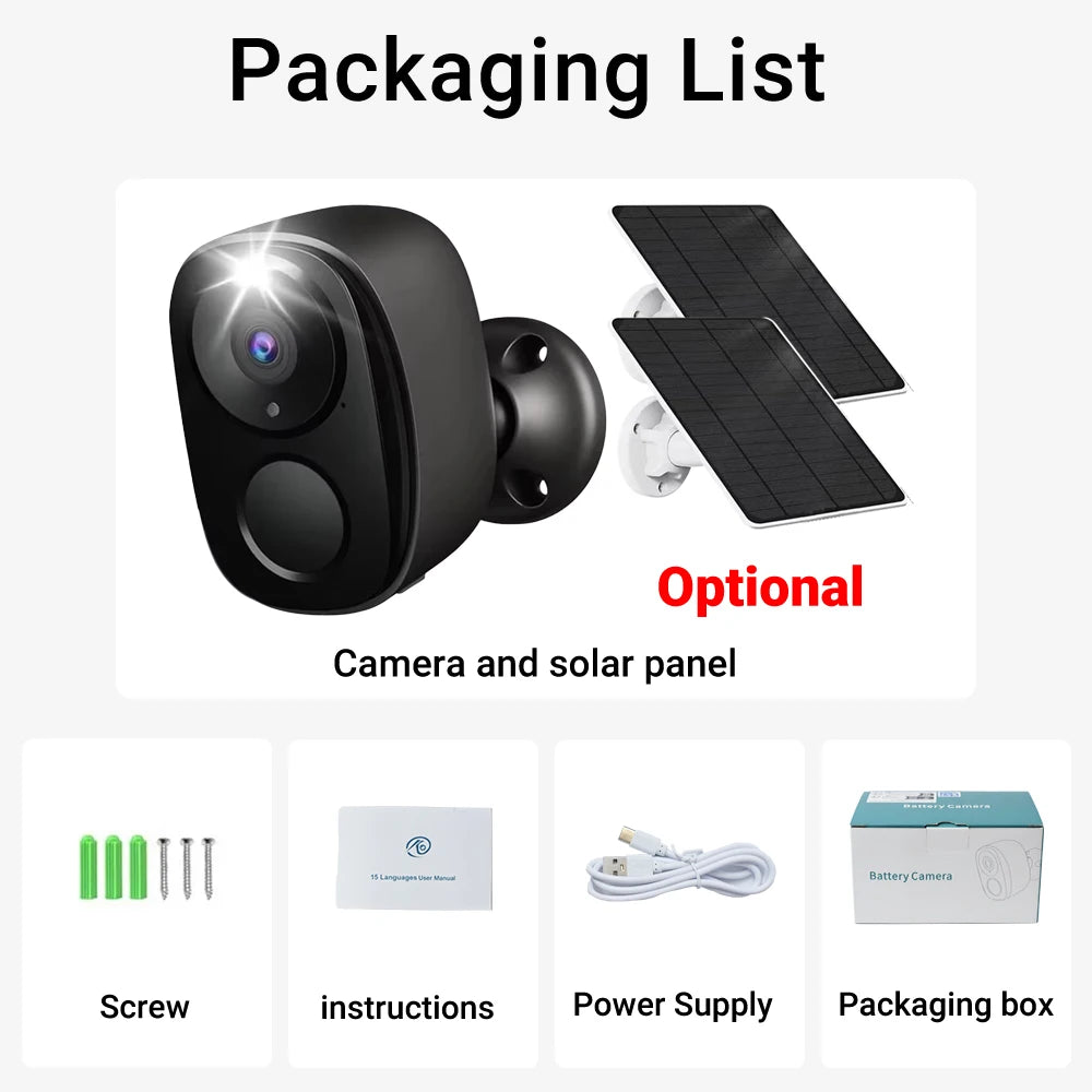 5MP 4G Solar Camera WiFi Wireless IP Security Camera Outdoor Surveillance Night Vision Battery Waterproof Two-Way Audio Tracking