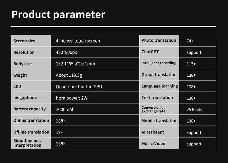 Language Translator Device Support 138 Traductor De Idiomas En Tiempo Real Translation AI Translator with ChatGPT Translator