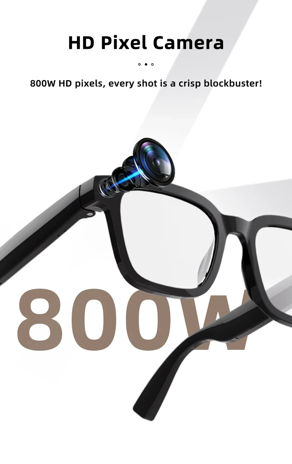 2026 AI Smart Camera Glasses 8MP 1200P Video Record Real-Time Translation Object Recognition AI Q&A Color Changing Smart Glasses