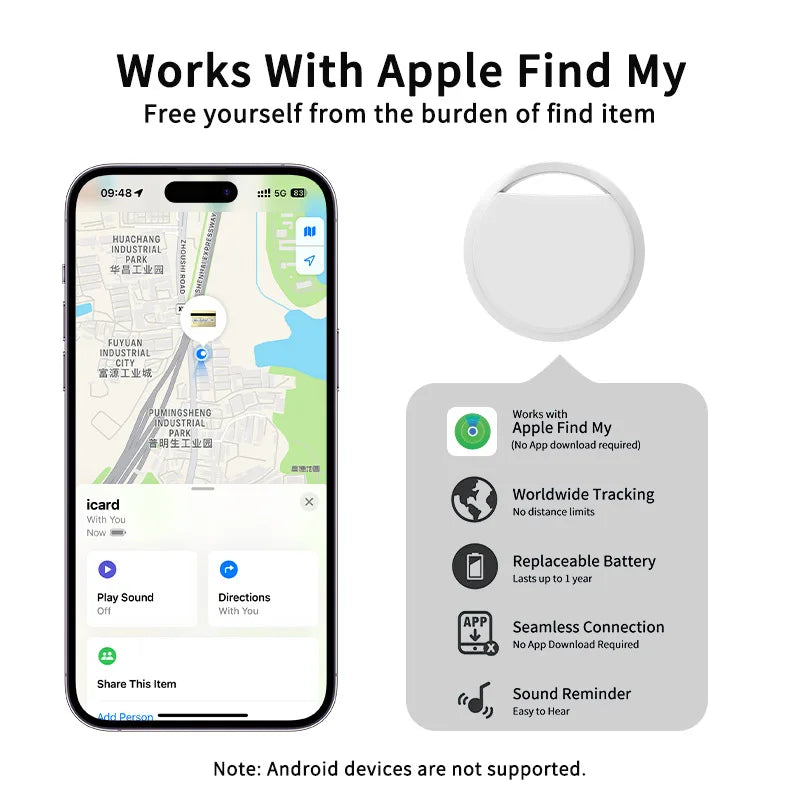 Air Tag Smart Bluetooth Tracker Tag Works with Find My APP (iOS Only) Search Locator Device Item Finder for Luggage Key Bag
