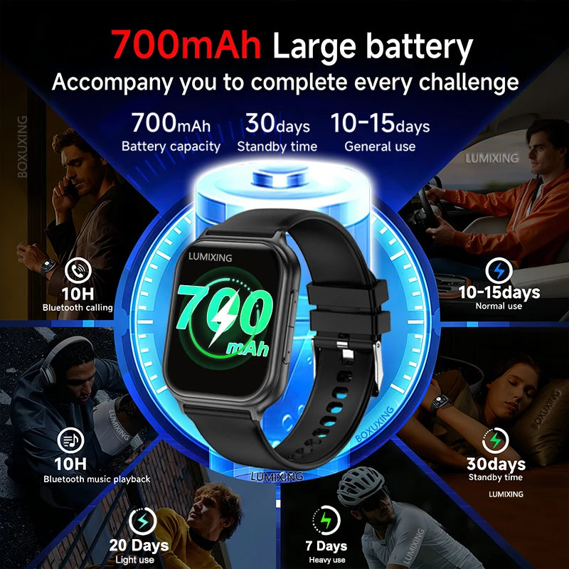 2026 New Smartwatches Men Women Sports Fitness Tracker IP68 Waterproof Built-in 24H Heart Rate 700 mAh Battery Call Smart Watch