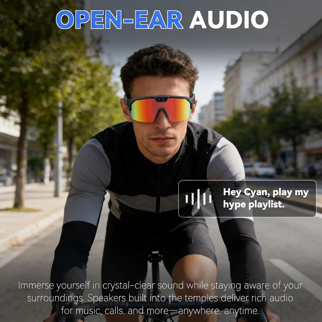 2026 New 1200P Camera Smart Glasses Men 8MP Pixel Anti-shake Video Cycling Goggles ChatGPT Translation Dual Mic Audio Sunglasses