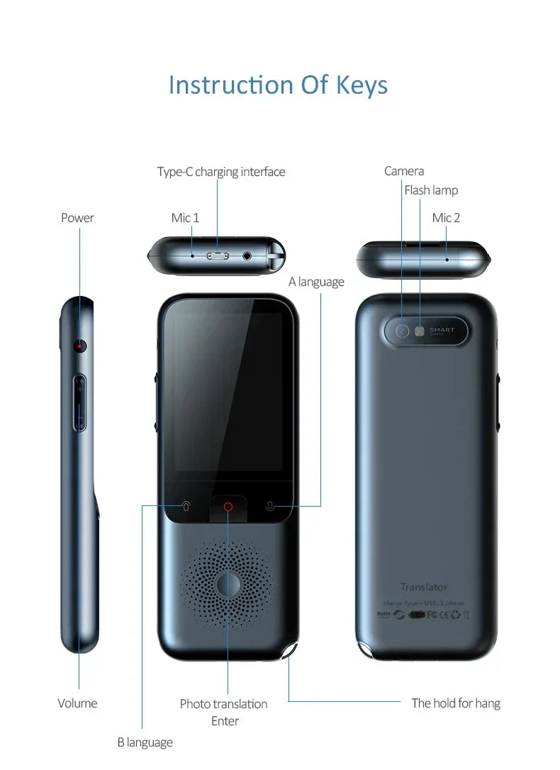 138 Language T11 Smart Translator Portable Audio Offline Real-time Intelligent Voice AI Photo Translator - Offline Translation