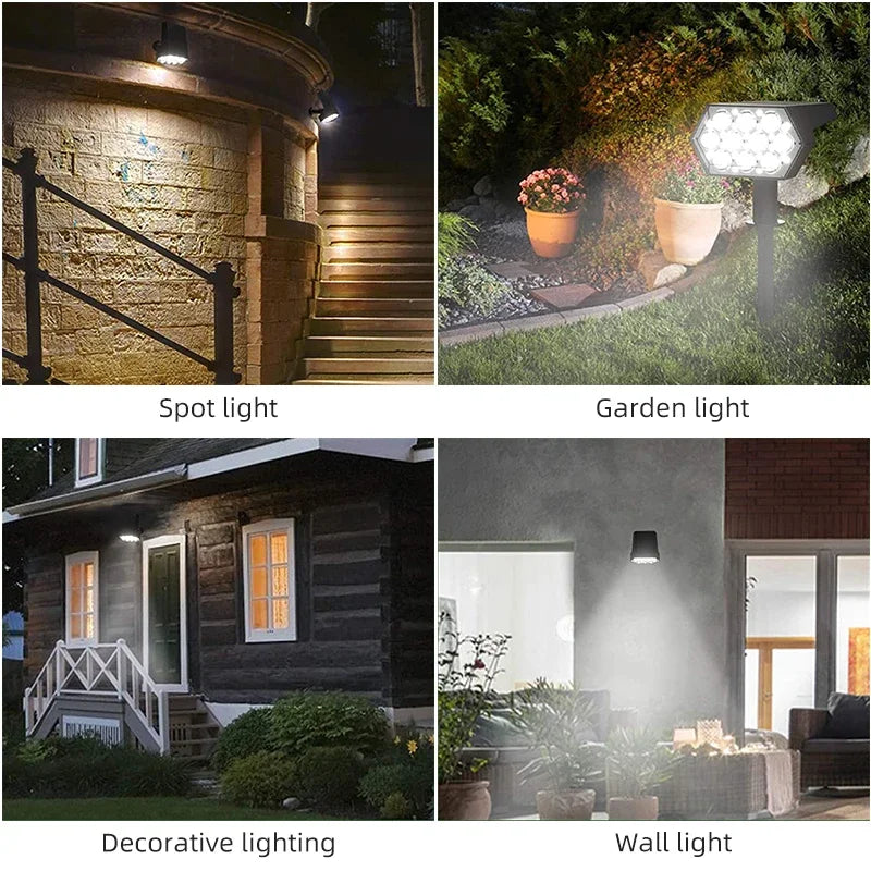 Solar Lights Outdoor  92 LED Solar Spot Lights Outdoor IP67 Waterproof Solar Garden Lights 2 In 1 for Yard Garden Porch