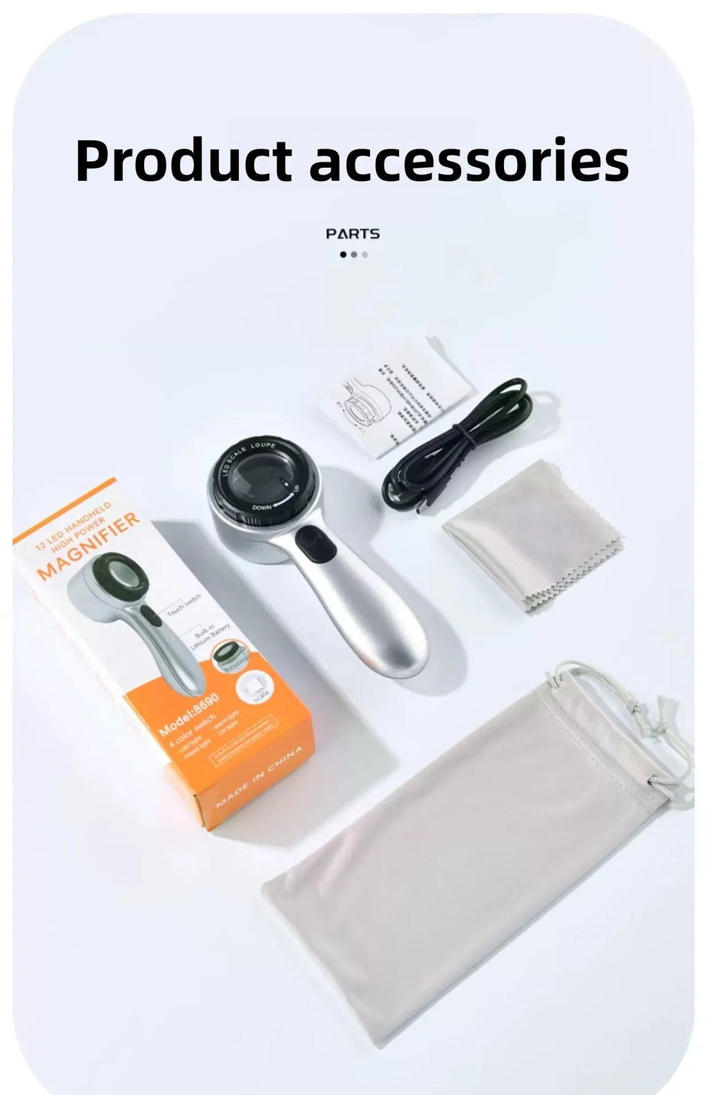 Magnifying Glass Rechargeable with UV Light High-definition High Magnification with Scale for Identifying Jewelry and Stamps