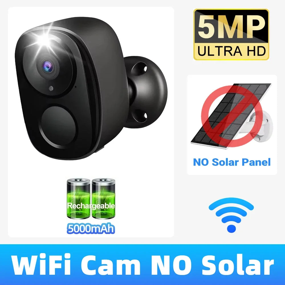5MP 4G Solar Camera WiFi Wireless IP Security Camera Outdoor Surveillance Night Vision Battery Waterproof Two-Way Audio Tracking