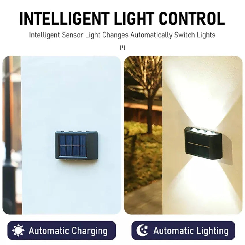 Solar LED Light, Outdoor Waterproof Wall Lamp, Dusk to Dawn Fence Up And Down Luminous Lighting  for Summer Garden Yard Porch
